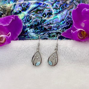 Palm Tree Beach Life Larimar earrings in Sterling Silver