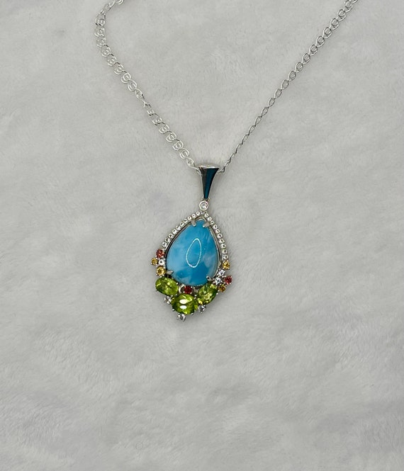 Sterling Silver Opal Levels Teardrop Pendant Necklace by Alamea Sterling Silver Opal Levels Teardrop Pendant Necklace by Alamea