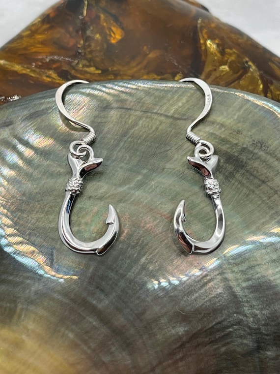 ear ring fish hook Sanity Jewelry - Biker Jewelry Abalone Faux Gauge Design Sterling Silver Fish Hook Earrings