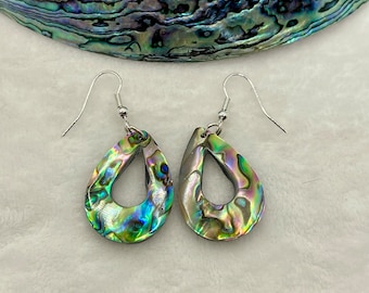 Cutout Raindrop Hawaiian Paua Shell Earrings