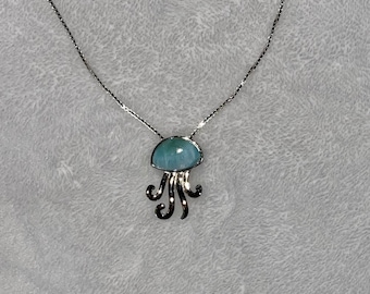 Jellyfish Larimar Pendant Necklace in Sterling Silver