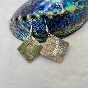Hand Carved Tahitian Mother of Pearl shell earrings