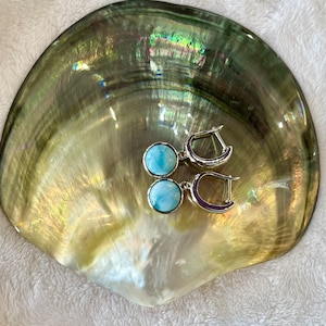 Larimar Hoop and Drop Earrings in Sterling Silver