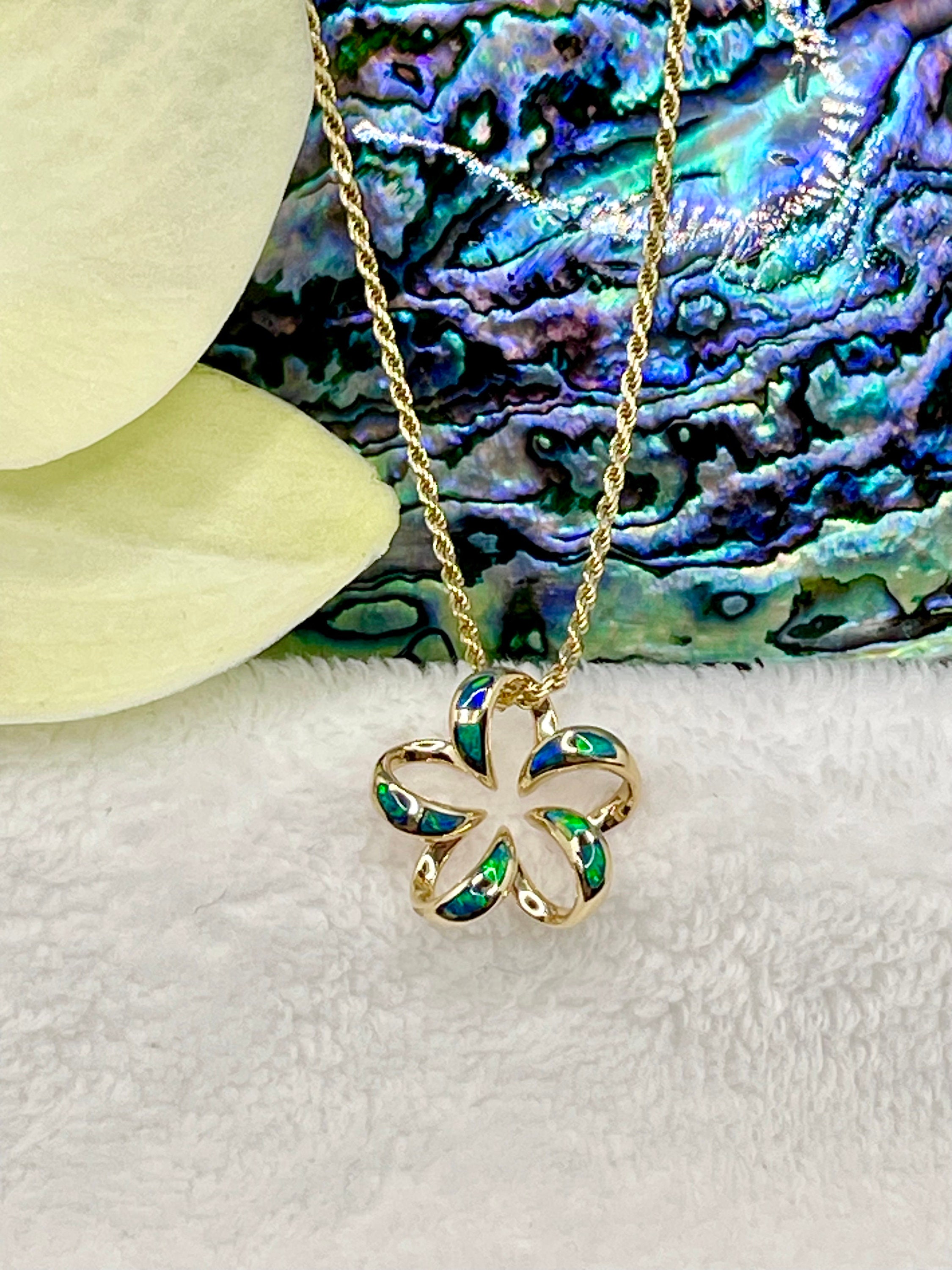 Plumeria Opal Necklace - Etsy