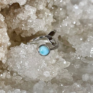 Adjustable Whale Tail Larimar Ring