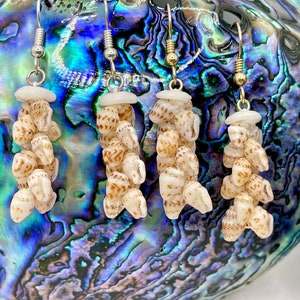 NI‘IHAU Shell Earrings with momi ‘ōnikiniki ‘āhiehie shells