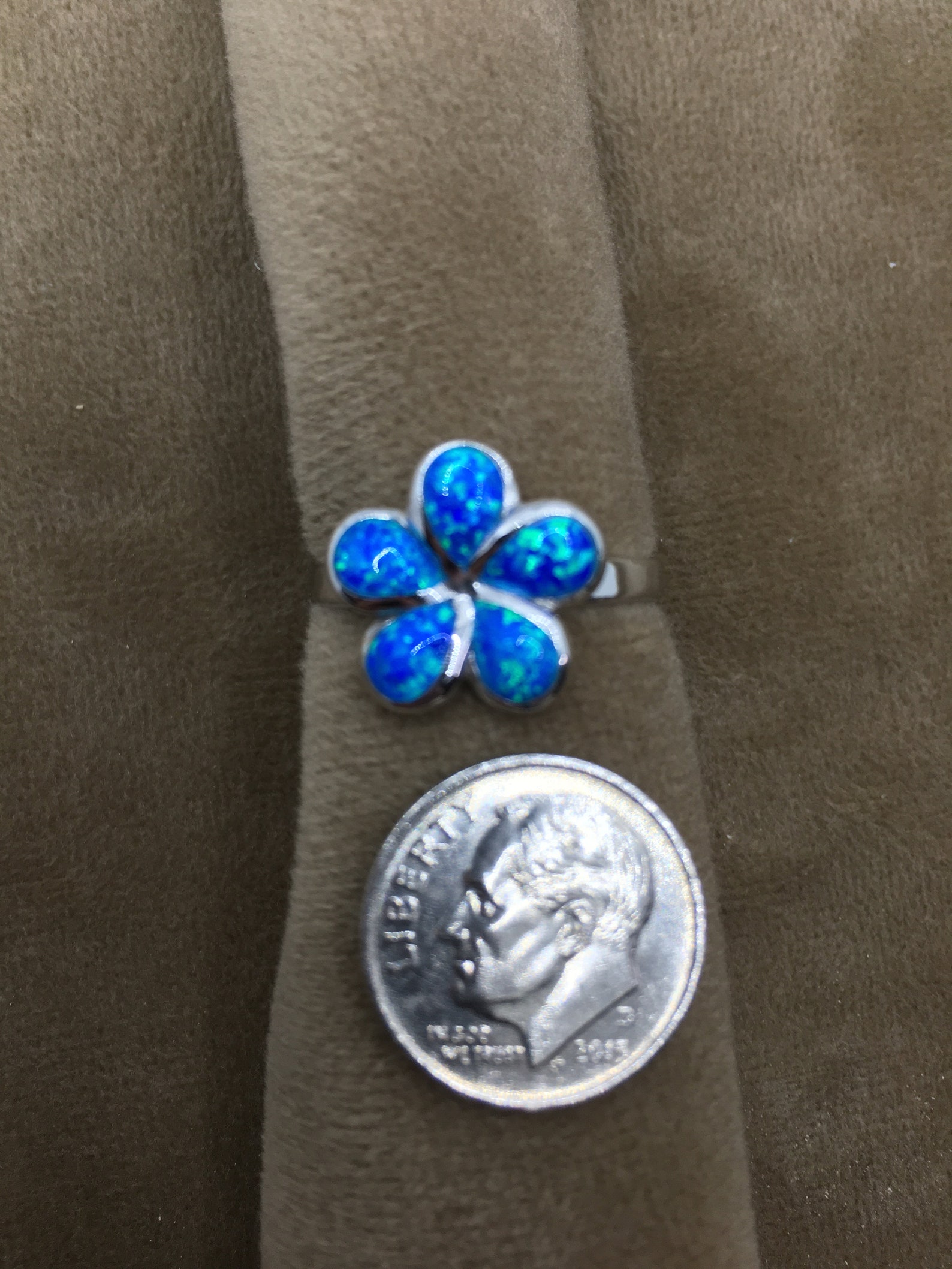 Plumeria Flower Opal Ring in Sterling Silver Etsy