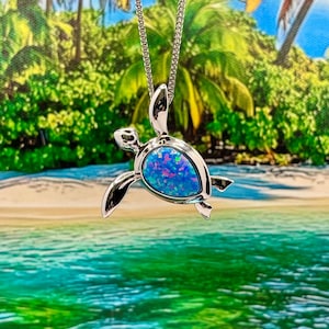 Hawaiian Turtle Opal Pendant necklace