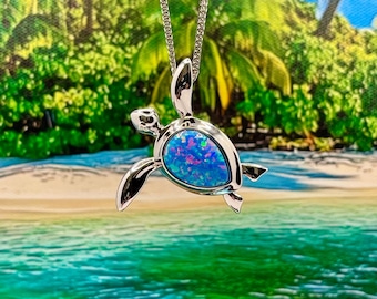 Hawaiian Turtle Opal Pendant Necklace