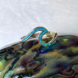 Hawaiian wave ring in Opal and Sterling Silver