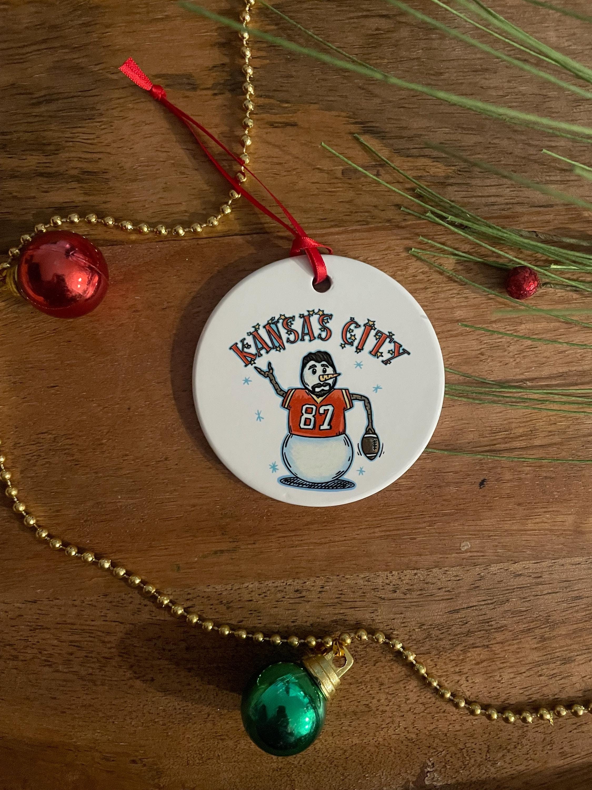 Discover KC Chiefs Ornament | Mahomes | Arrowhead | Football | Chiefs Christmas | Merry Chiefsmas | Snow Kelce Ceramic