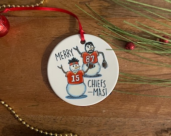 KC Chiefs Ornament | Mahomes | Kelce | Arrowhead | Football | Chiefs Christmas | Merry Chiefsmas | Ceramic