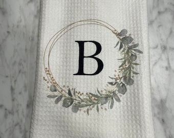 Personalized Kitchen Towel | Wedding Gift | Anniversary Gift | Birthday Gift | Monogram Letter