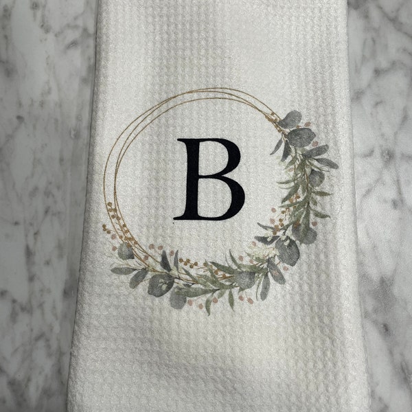 Toalla de cocina personalizada / Regalo de boda / Regalo de aniversario / Regalo de cumpleaños / Letra monograma