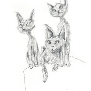 Impressão artística de 3 gatos