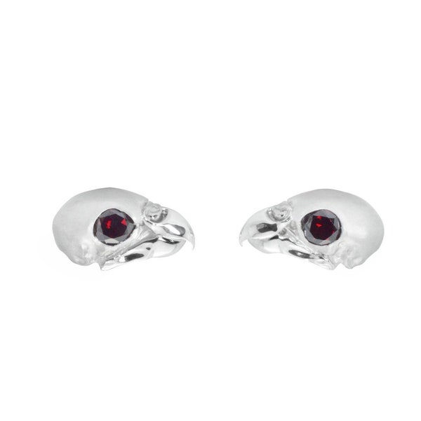 Red Phoenix, garnet cufflinks, bird Cuff Links , skull Cuff Links , bird skull Cuff Links