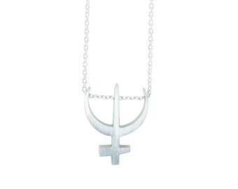 Neptune pendant, silver and lapis pendant,  silver necklace, lapis lazuli pendant ,double sided pendant