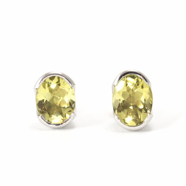 HarvestﾠLemon, Lemon quartz silver studs, silver studs, quartz studs,