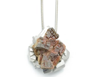 Strata pendant, vanadinite pendant, silver pendant,  brown pendant, silver necklace