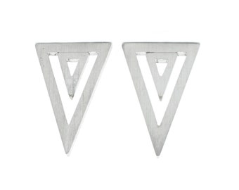 Shakti earrings, silver studs, triangle studs,