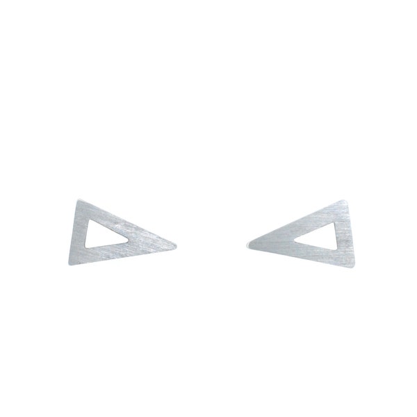 Acute earrings, silver studs, triangle studs,