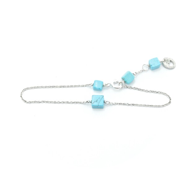 Turquoise Truth bracelet, cube bracelet, silver and blue howlite bracelet,  silver bracelet