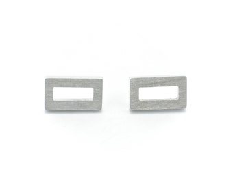 Horizons earrings, silver studs, rectangle studs,