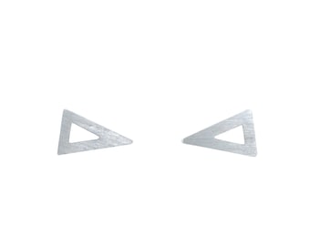 Acute earrings, silver studs, triangle studs,