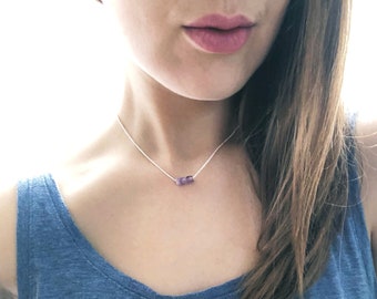 Mauve Prism pendant, silver and amethyst pendant, rectangle pendant, silver necklace