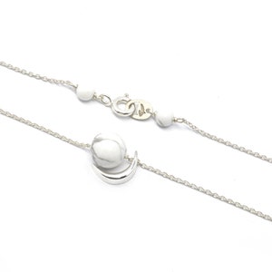 Orbit pendant, moon pendant, silver and howlite pendant, sphere pendant, silver necklace image 5