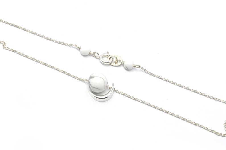 Orbit pendant, moon pendant, silver and howlite pendant, sphere pendant, silver necklace image 5