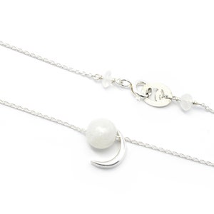 Orbit pendant, moon pendant, silver and moonstone pendant, sphere pendant, silver necklace image 3