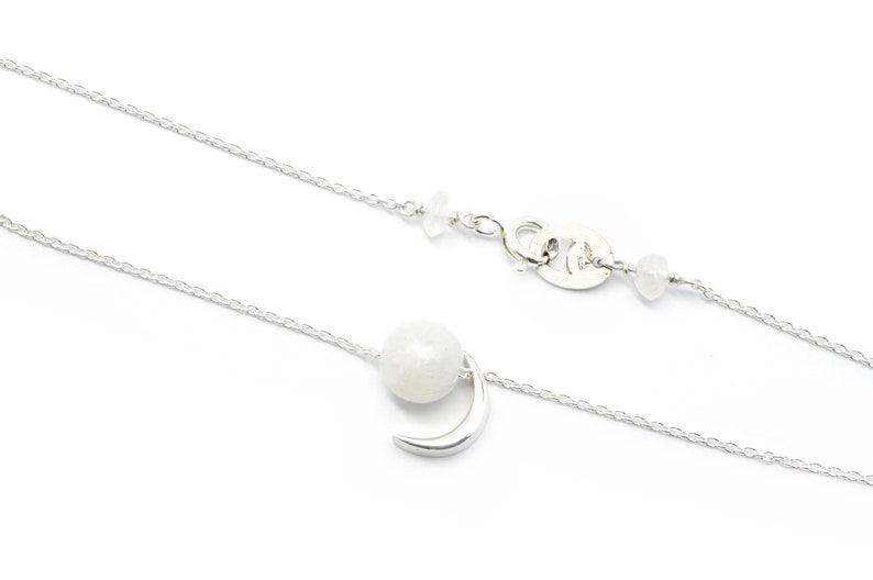 Orbit pendant, moon pendant, silver and moonstone pendant, sphere pendant, silver necklace image 3