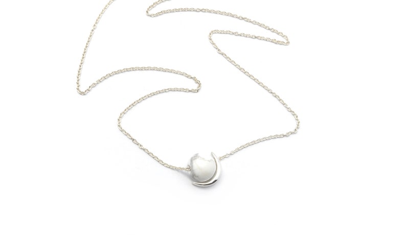 Orbit pendant, moon pendant, silver and howlite pendant, sphere pendant, silver necklace image 4