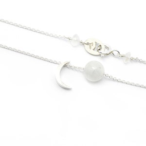 Orbit pendant, moon pendant, silver and moonstone pendant, sphere pendant, silver necklace image 4