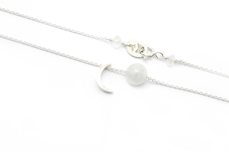 Orbit pendant, moon pendant, silver and moonstone pendant, sphere pendant, silver necklace image 4