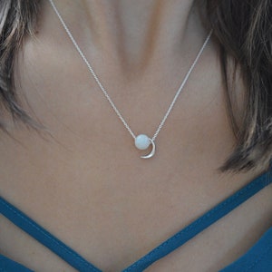 Orbit pendant, moon pendant, silver and moonstone pendant, sphere pendant, silver necklace image 5