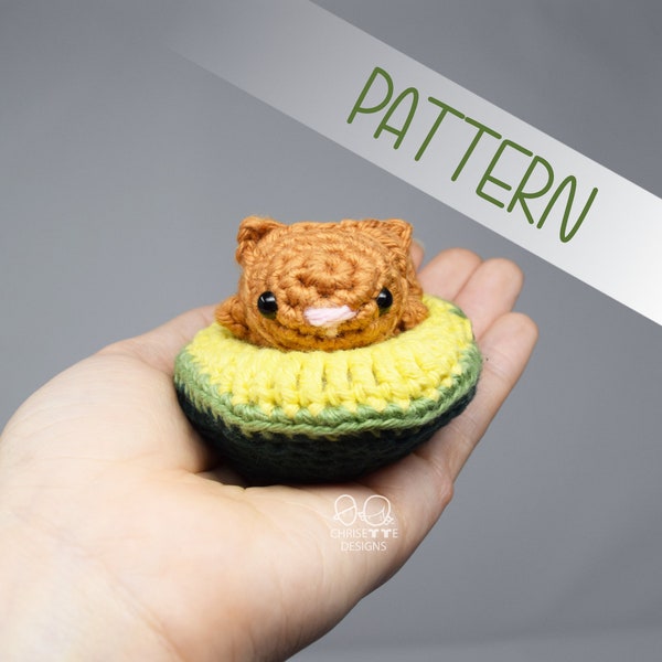 Crochet Avocado Cat doll PATTERN English, AvoCATo Pitten, amigurumi avocado lover gift, diy cat lover gift, interactive crochet