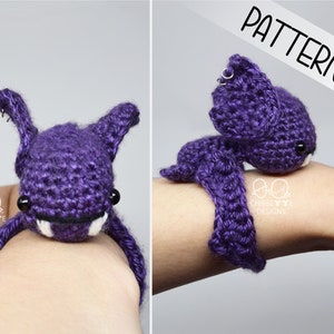 Crochet Bat Bracelet and curtain ties PATTERN English, The BATLET, amigurumi bat animal, halloween costume accessory, adjustable bracelet