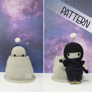 Crochet Ninja & MOONLO Combo diy English Pattern bundle, Moon Alien doll, amigurumi, removable clothes weapons, glow in the dark, desk buddy