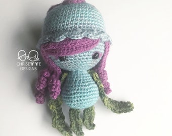 Whimsical Mermaid Jellyfish art crochet Doll: Handmade Jellina Toy