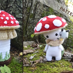 Crochet Mushroom doll, Stem and Caterpillar Bundle PATTERN, Prince KINOKO and KAT, interactive mushroom decor, amigurumi English Pattern