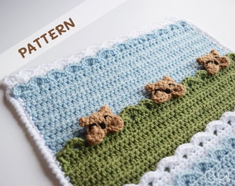 Whimsical Bunny and Bear Baby Blanket crochet Pattern: No Sew, Interactive (Digital Download)