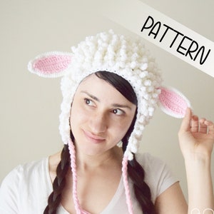 Crochet Sheep lamb Easter hat PATTERN English, Halloween costume, adult kids and baby sizes, mad hatter