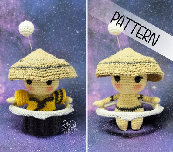 Samurai Ronin Doll Crochet Pattern: Saturn Alien Saturnia, Removable Outfit (Digital Download)