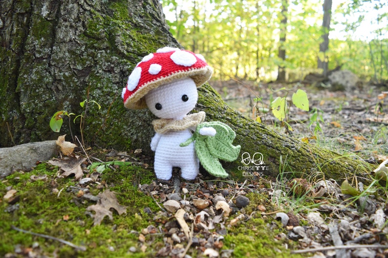 Crochet Mushroom doll, Stem and Caterpillar Bundle PATTERN, Prince KINOKO and KAT, interactive mushroom decor, amigurumi English Pattern image 6