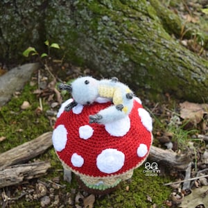 Crochet Mushroom doll, Stem and Caterpillar Bundle PATTERN, Prince KINOKO and KAT, interactive mushroom decor, amigurumi English Pattern image 10