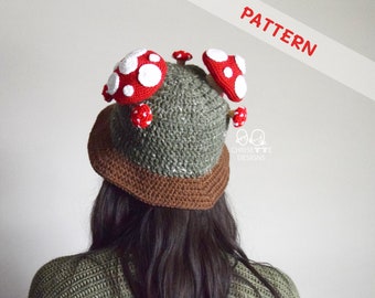 Crochet Mushroom hat, Bucket with Bee PATTERN English, child and Adult sizes, removable bee