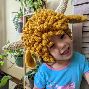 Crochet Highland Cow Hat PATTERN English, Ice Spice wig, crochet Satyr Faun Goat, Baphomet, Halloween costume hat, adult kids and baby sizes image 5