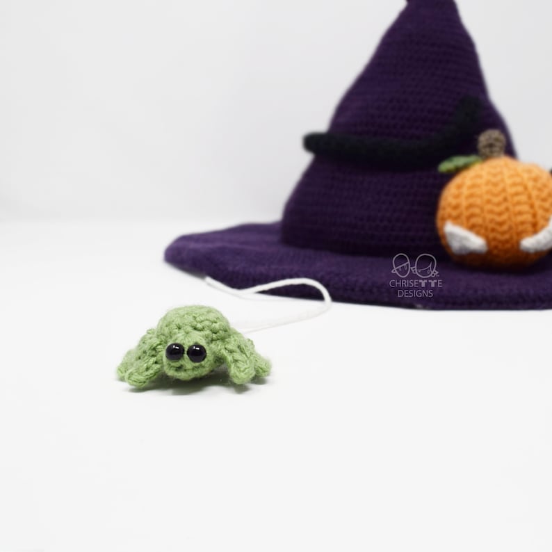 Crochet Witch hat PATTERN English, stiff brim, Wizard hat, WITCHES' STITCHES hat costume, child and Adult size , spider cat and pumpkin hat image 9